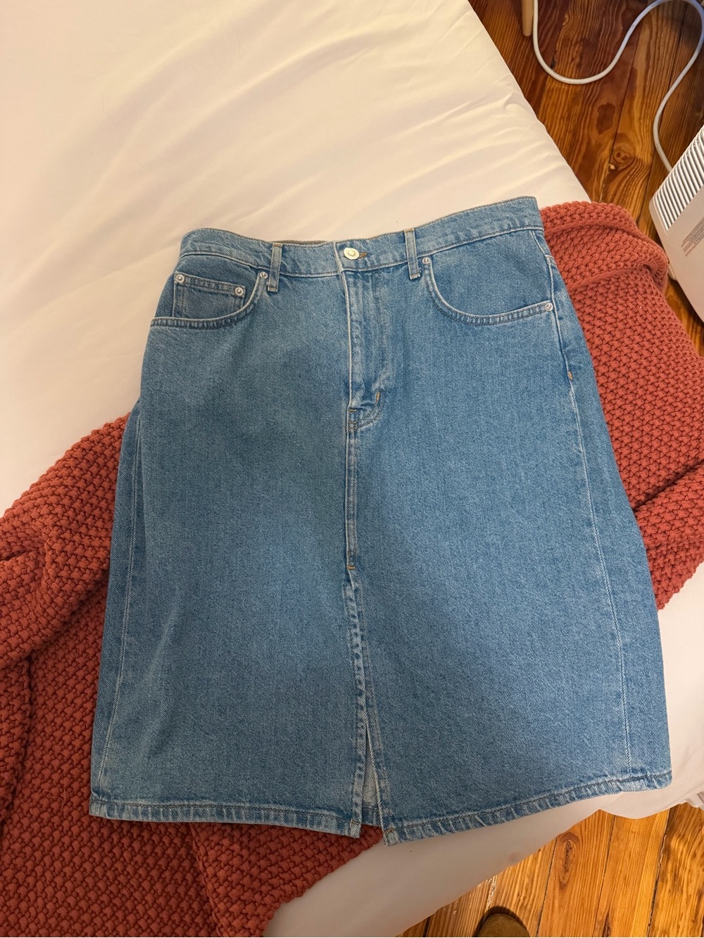10 Crosby Derek Lam Classic Denim Midi Skirt in Blue